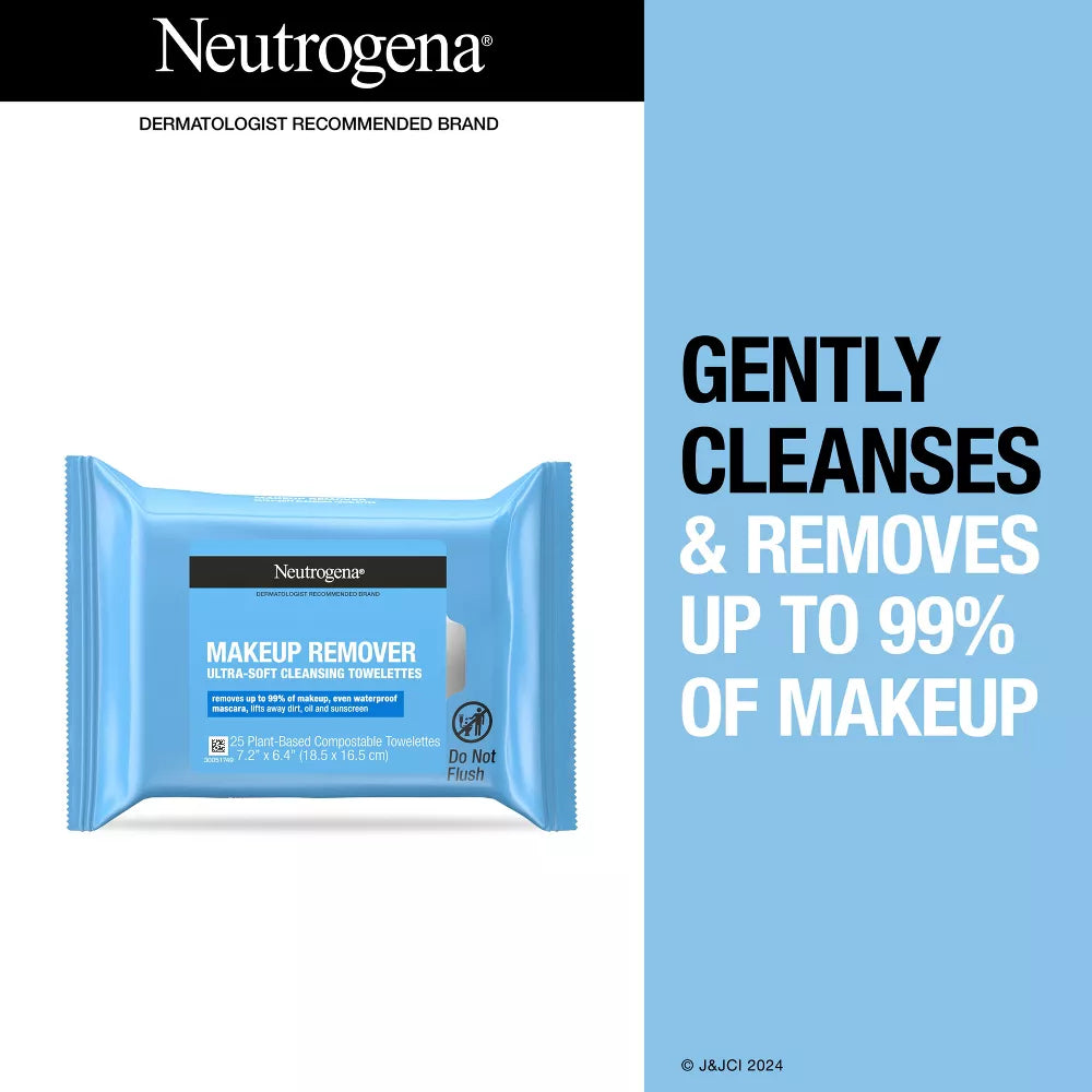 Neutrogena Facial Cleansing Makeup Remover Wipes Singles - 20ct